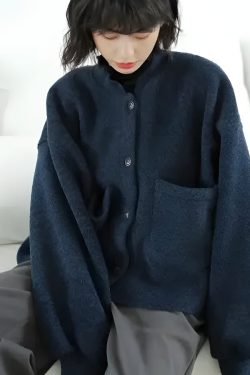 Dark Academia Button Up Cardigan with Pockets - Retro Y2K and 90s Fashion Style