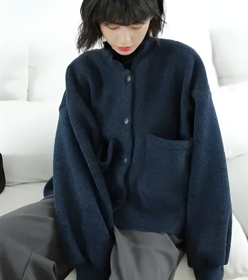 Dark Academia Button Up Cardigan with Pockets - Retro Y2K and 90s Fashion Style