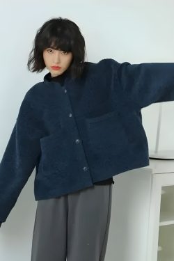 Dark Academia Button Up Cardigan with Pockets - Retro Y2K and 90s Fashion Style