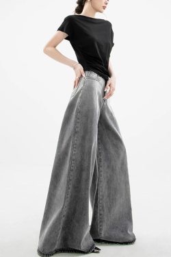Dark Wash Y2K Super Wide Leg Jeans - Retro 90s Fashion Statement