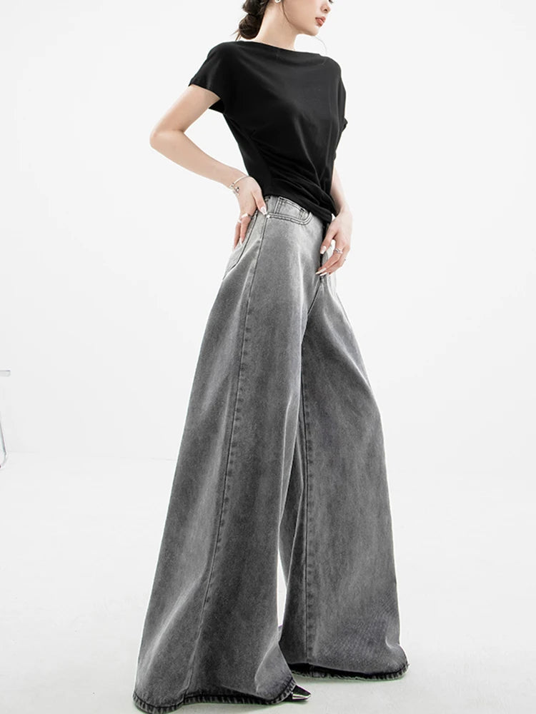 Dark Wash Y2K Super Wide Leg Jeans - Retro 90s Fashion Statement