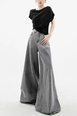 Dark Wash Y2K Super Wide Leg Jeans - Retro 90s Fashion Statement