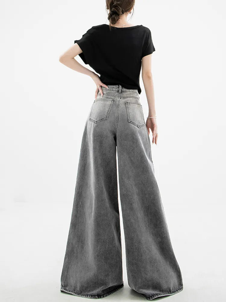 Dark Wash Y2K Super Wide Leg Jeans - Retro 90s Fashion Statement