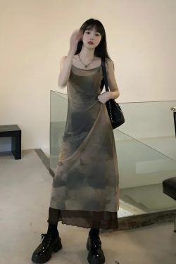 Fairy Grunge Forest Midi Dress - Retro Y2K Summer Outfit with 90s Fashion Vibes