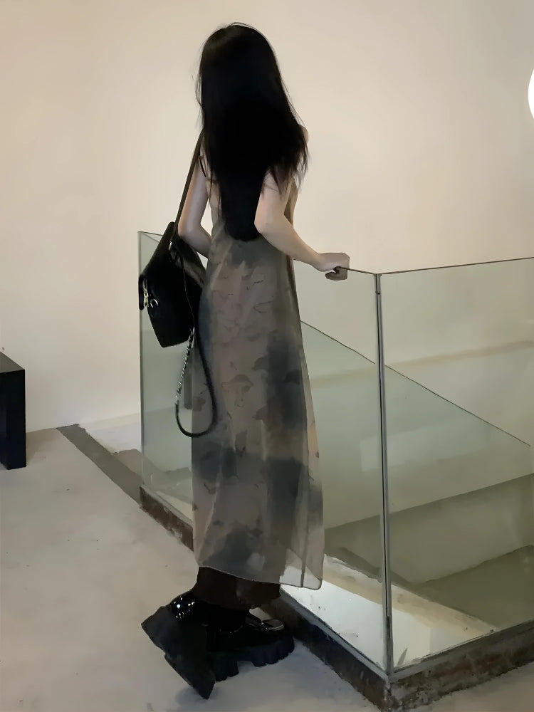 Fairy Grunge Forest Midi Dress - Retro Y2K Summer Outfit with 90s Fashion Vibes