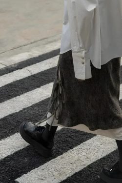 Fairy Grunge Lace Up Midi Skirt - Retro Y2K Fashion, 90s Style, Perfect for Y2K Outfits