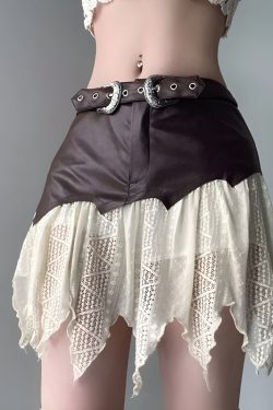 Fairy Grunge Patchwork Lace Mini Skirt - Retro Y2K Summer Outfit