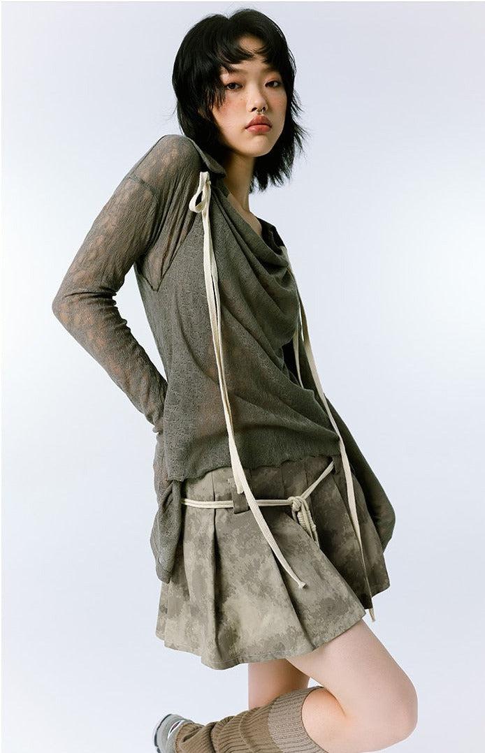 Grunge Asymmetric Lace Top - Retro Y2K Fashion Inspired Long Sleeve Blouse Grunge Asymmetric Lace Top - Retro Y2K Fashion Inspired Long Sleeve Blouse