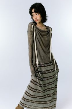 Grunge Asymmetric Lace Top - Retro Y2K Fashion Inspired Long Sleeve Blouse