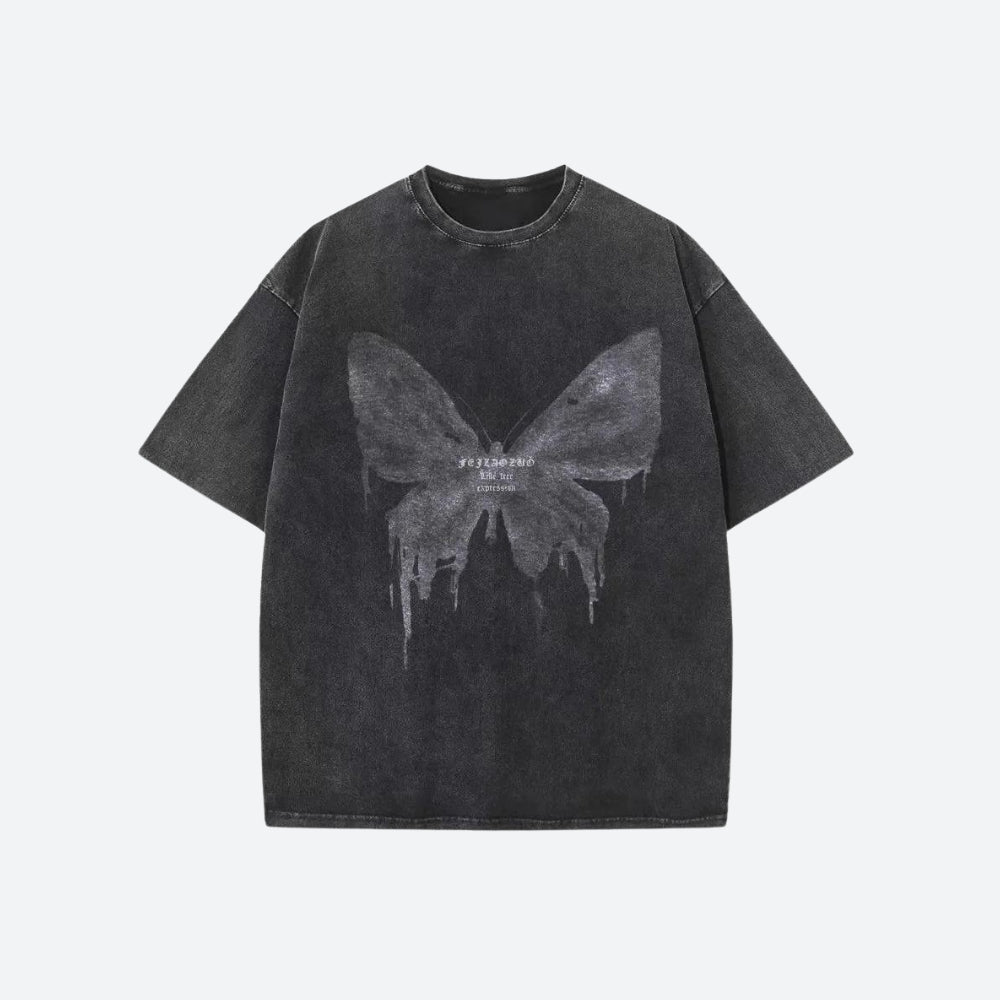 Grunge Distressed Butterfly Tee - Retro Y2K Fashion, 90s Style, Perfect for Y2K Outfits