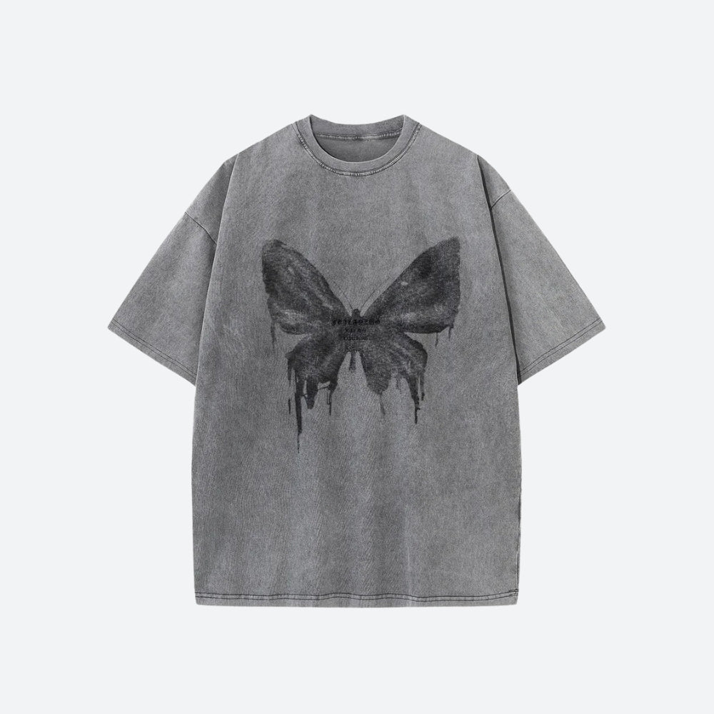 Grunge Distressed Butterfly Tee - Retro Y2K Fashion, 90s Style, Perfect for Y2K Outfits