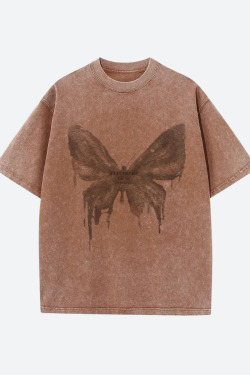Grunge Distressed Butterfly Tee - Retro Y2K Fashion, 90s Style, Perfect for Y2K Outfits