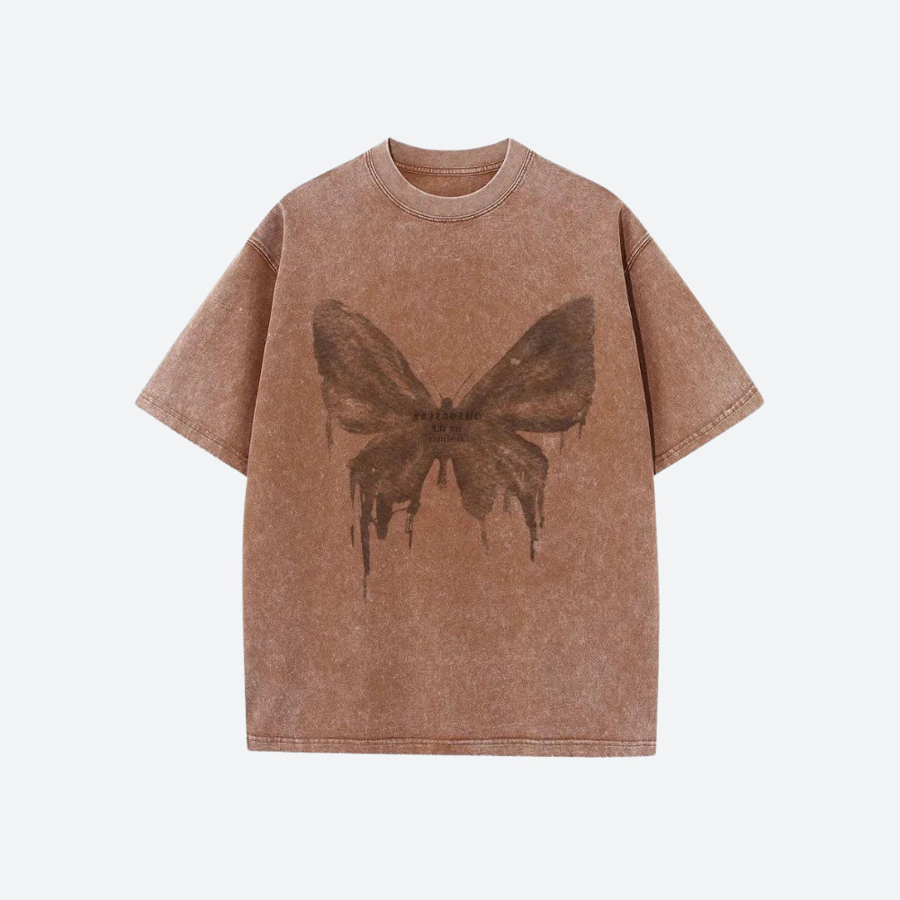 Grunge Distressed Butterfly Tee - Retro Y2K Fashion, 90s Style, Perfect for Y2K Outfits