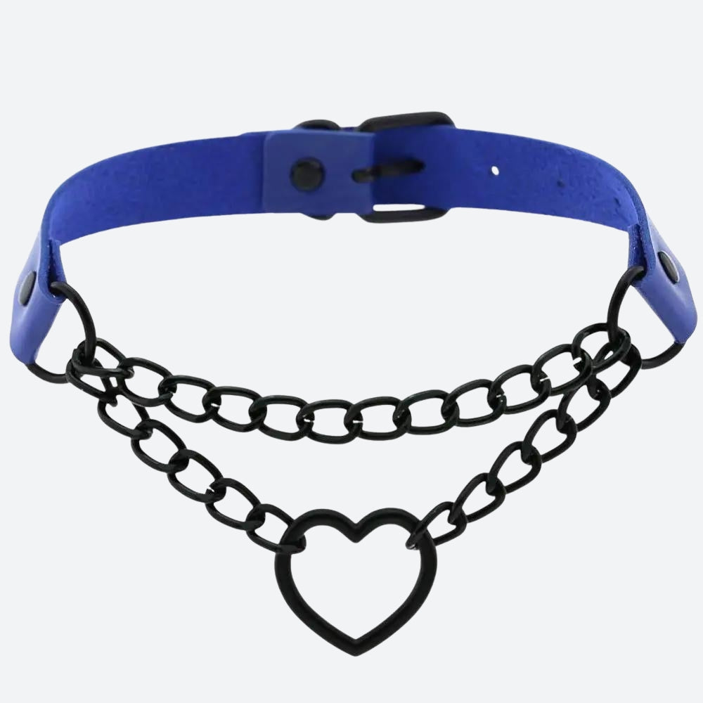 Grunge Heart Choker Necklace with Belted Detail - Perfect for Y2K and 90s Fashion Grunge Heart Choker Necklace with Belted Detail - Perfect for Y2K and 90s Fashion