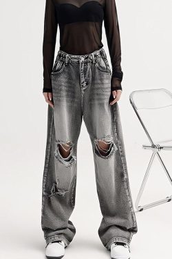 Light Wash Low Rise Ripped Y2K Jeans - Retro 90s Fashion Style