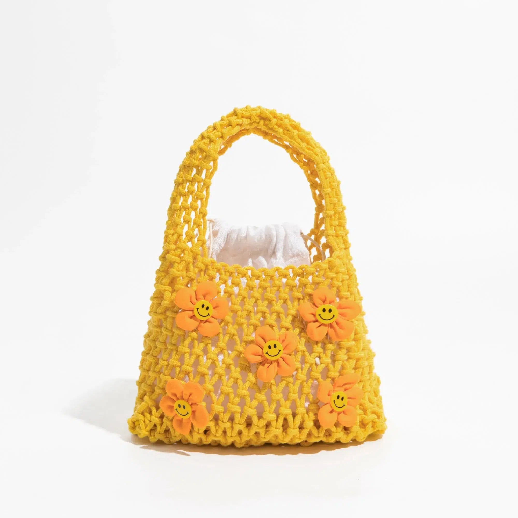 Retro Indie Smiley Flowers Crochet Bag - Perfect for Y2K and 90s Fashion Outfits