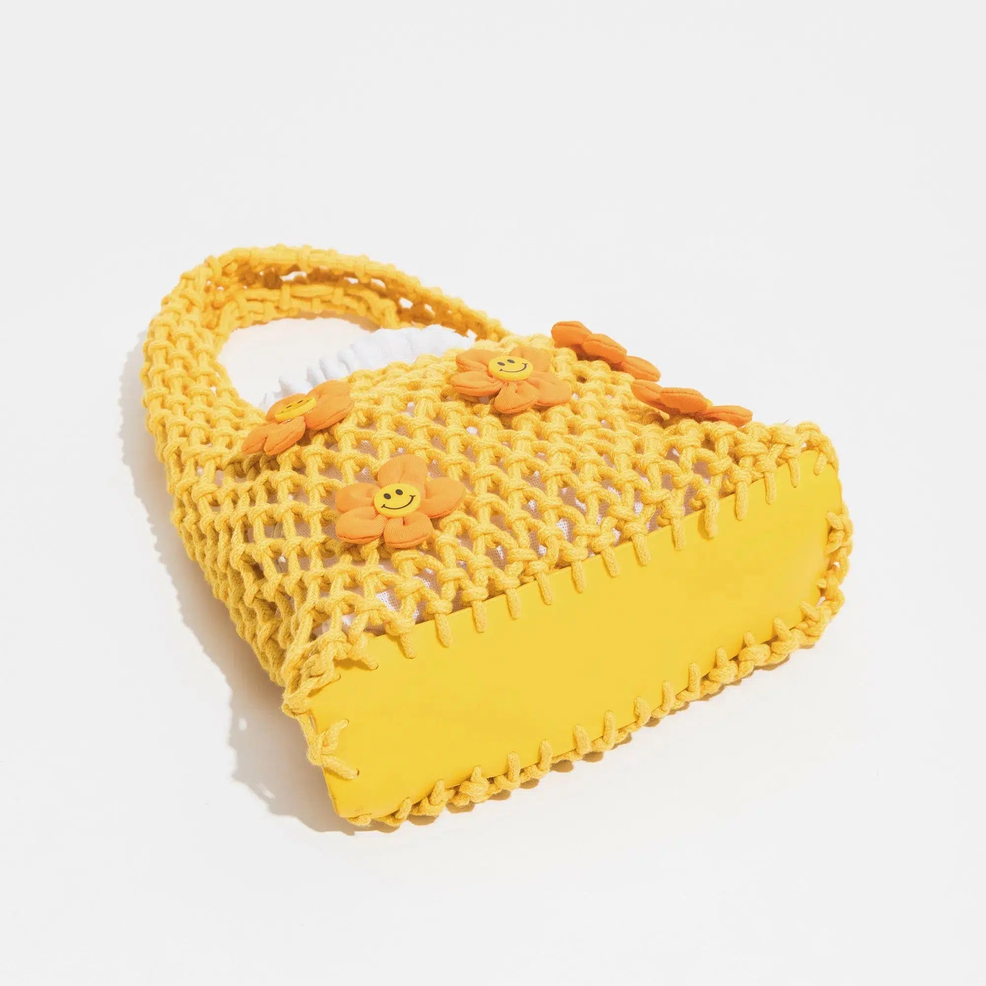 Retro Indie Smiley Flowers Crochet Bag - Perfect for Y2K and 90s Fashion Outfits