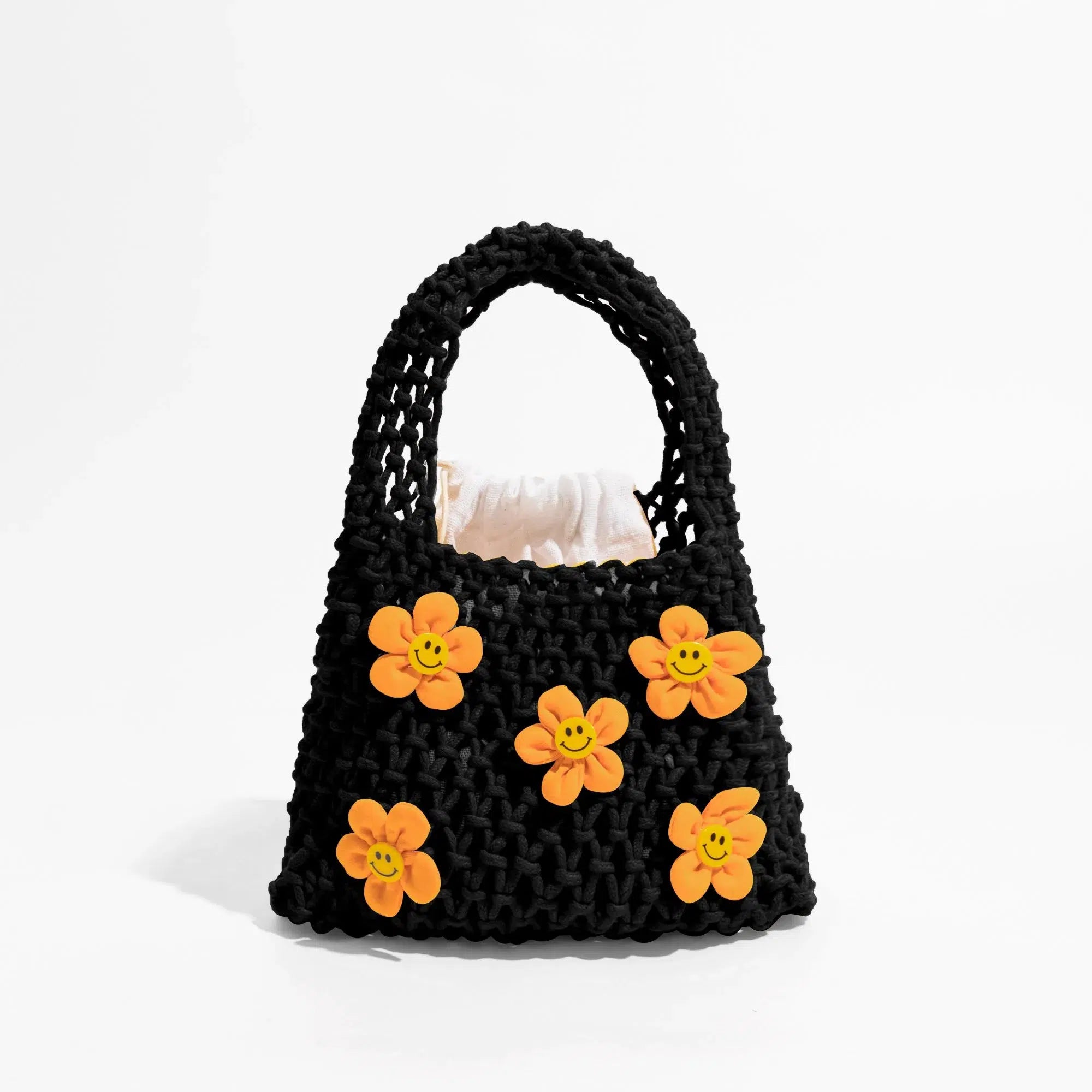 Retro Indie Smiley Flowers Crochet Bag - Perfect for Y2K and 90s Fashion Outfits