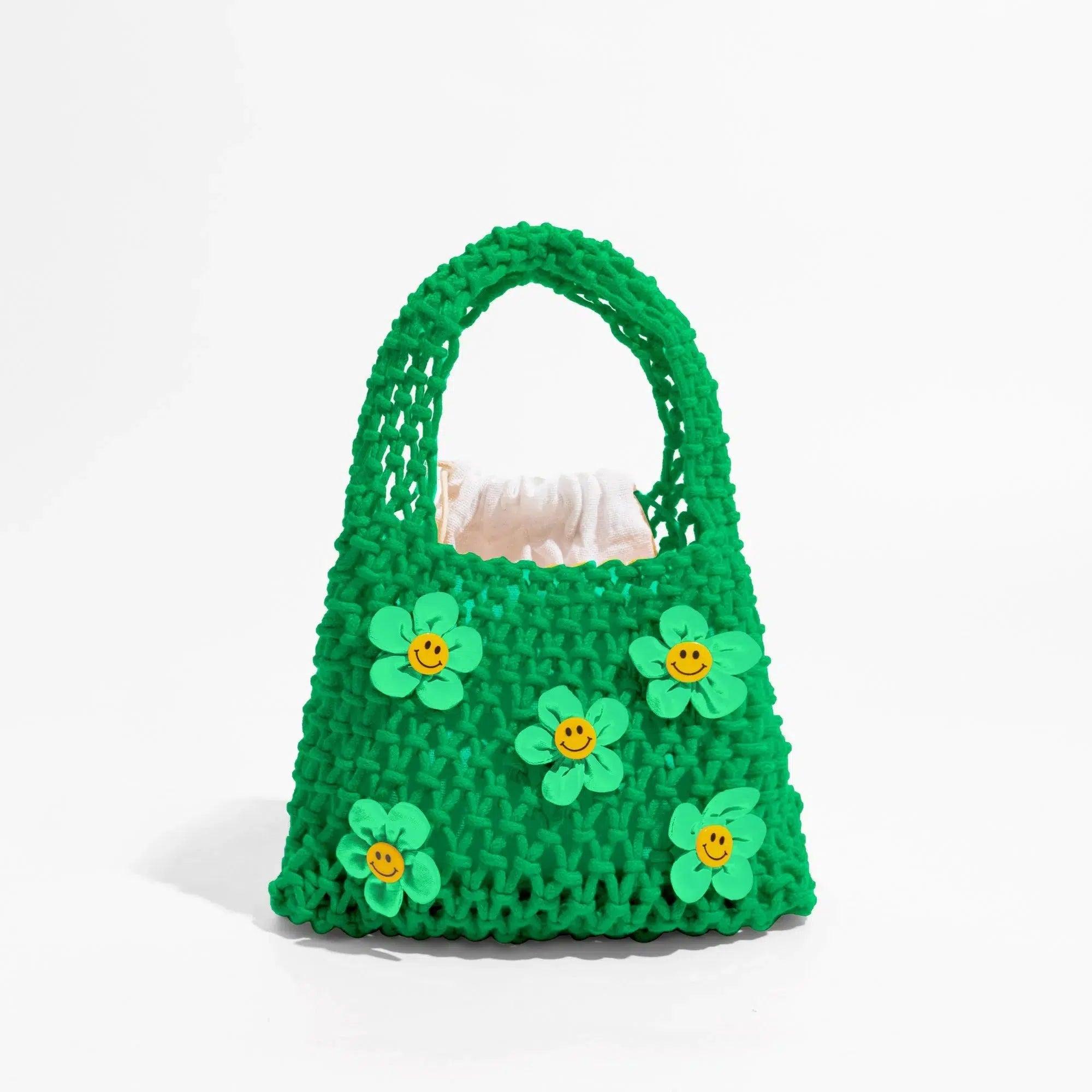 Retro Indie Smiley Flowers Crochet Bag - Perfect for Y2K and 90s Fashion Outfits