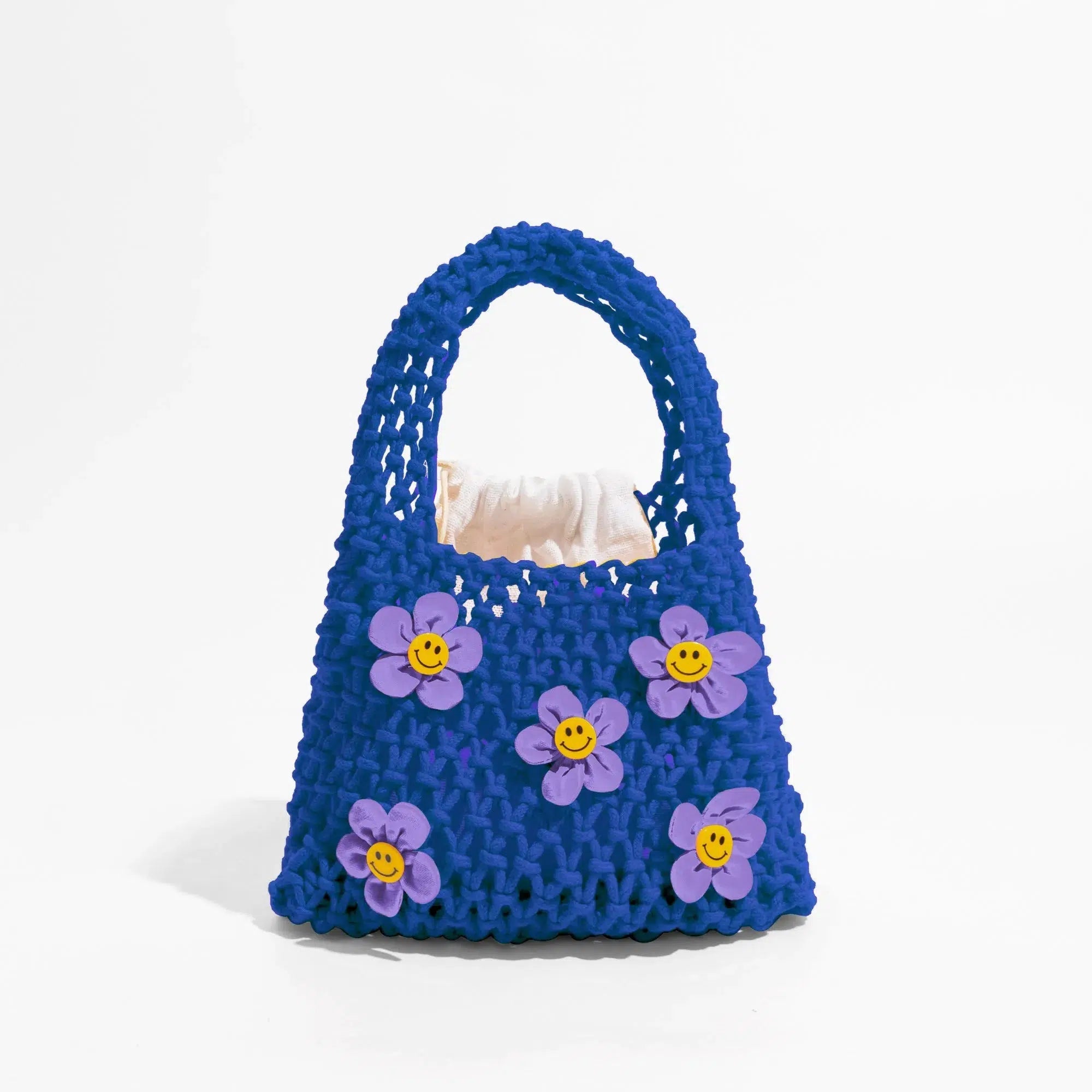 Retro Indie Smiley Flowers Crochet Bag - Perfect for Y2K and 90s Fashion Outfits