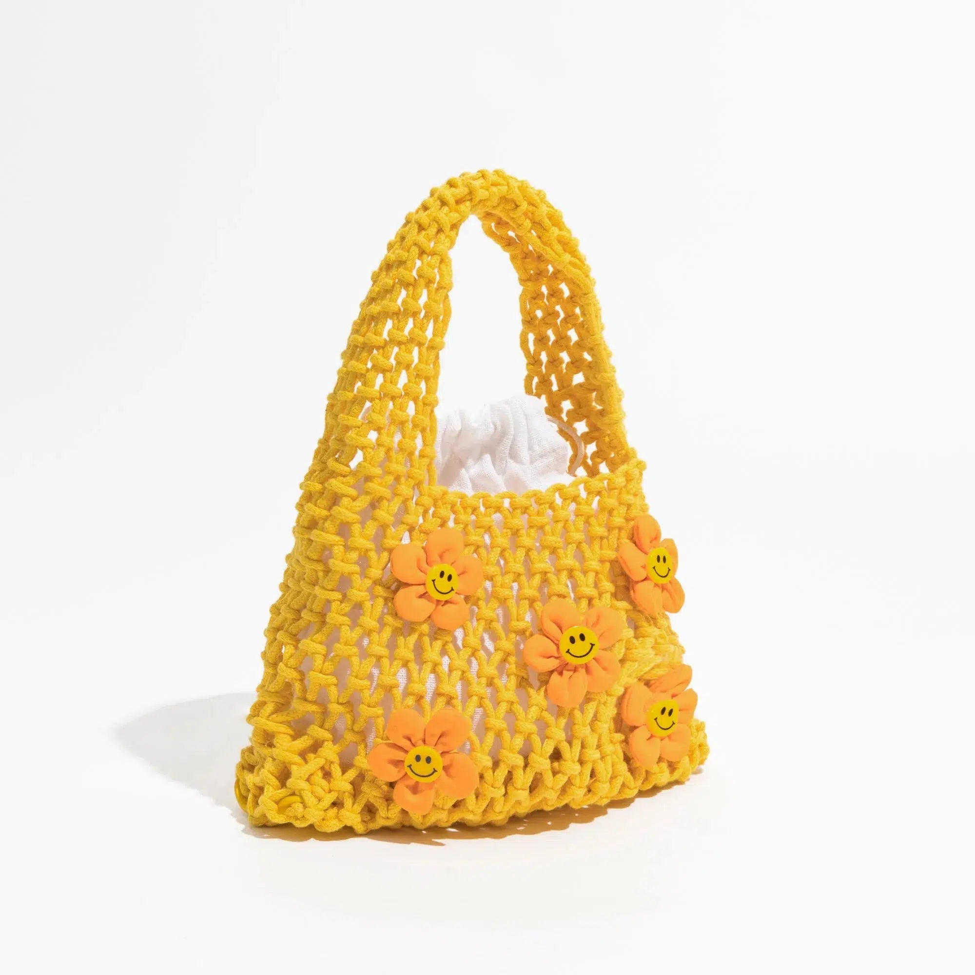 Retro Indie Smiley Flowers Crochet Bag - Perfect for Y2K and 90s Fashion Outfits