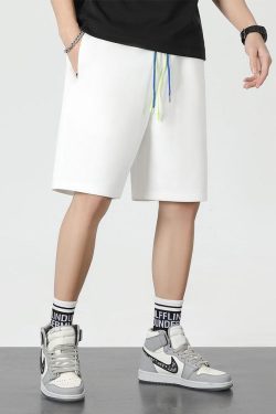 Retro Y2K Colored Laces Sweatshorts - Perfect for 90s and Grunge Summer Outfits