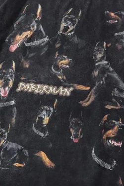 Retro Y2K Grunge Doberman Tee - Perfect 90s Fashion Statement