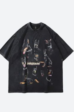 Retro Y2K Grunge Doberman Tee - Perfect 90s Fashion Statement