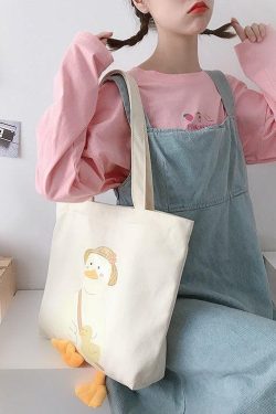 Retro Y2K Weirdcore Duck Cloth Bag - Perfect for 90s and Grunge Outfits