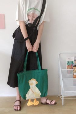 Retro Y2K Weirdcore Duck Cloth Bag - Perfect for 90s and Grunge Outfits