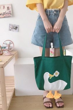 Retro Y2K Weirdcore Duck Cloth Bag - Perfect for 90s and Grunge Outfits