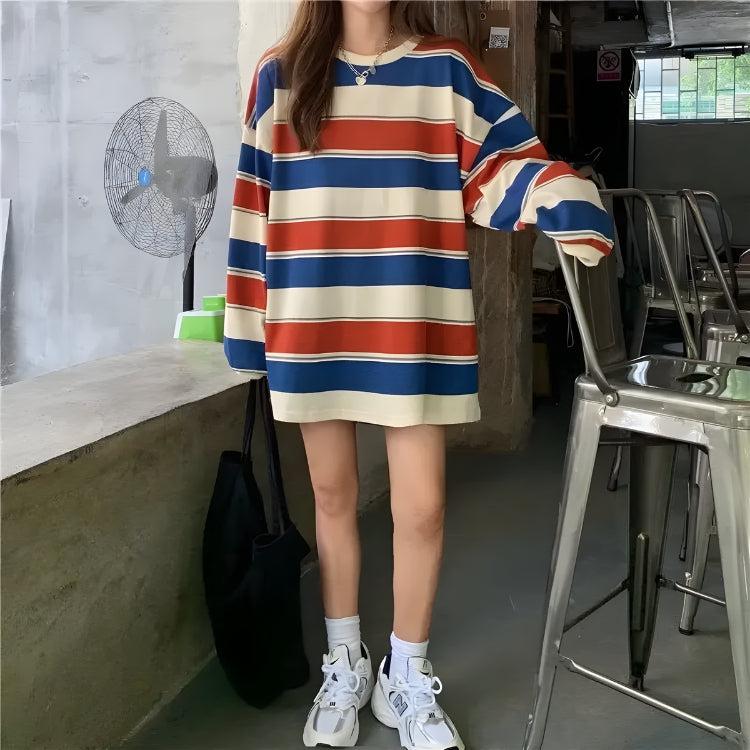 Vintage Casual Striped Sweatshirt - Retro Y2K Fashion, 90s Grunge Style, Perfect Y2K Outfit Vintage Casual Striped Sweatshirt - Retro Y2K Fashion, 90s Grunge Style, Perfect Y2K Outfit