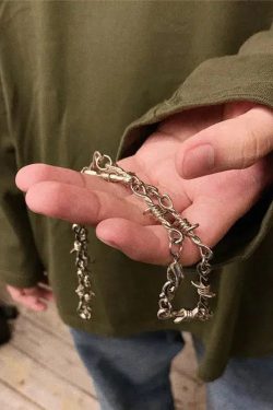 Y2K Barbed Wire Necklace - Retro 90s Grunge Style Accessory for Y2K Outfits