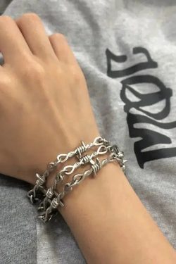 Y2K Barbed Wire Necklace - Retro 90s Grunge Style Accessory for Y2K Outfits