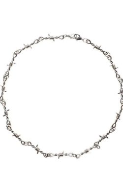 Y2K Barbed Wire Necklace - Retro 90s Grunge Style Accessory for Y2K Outfits