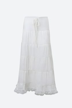 Y2K Coquette Lace Up Crop Top & Maxi Skirt Set - Retro Summer Fashion Outfit