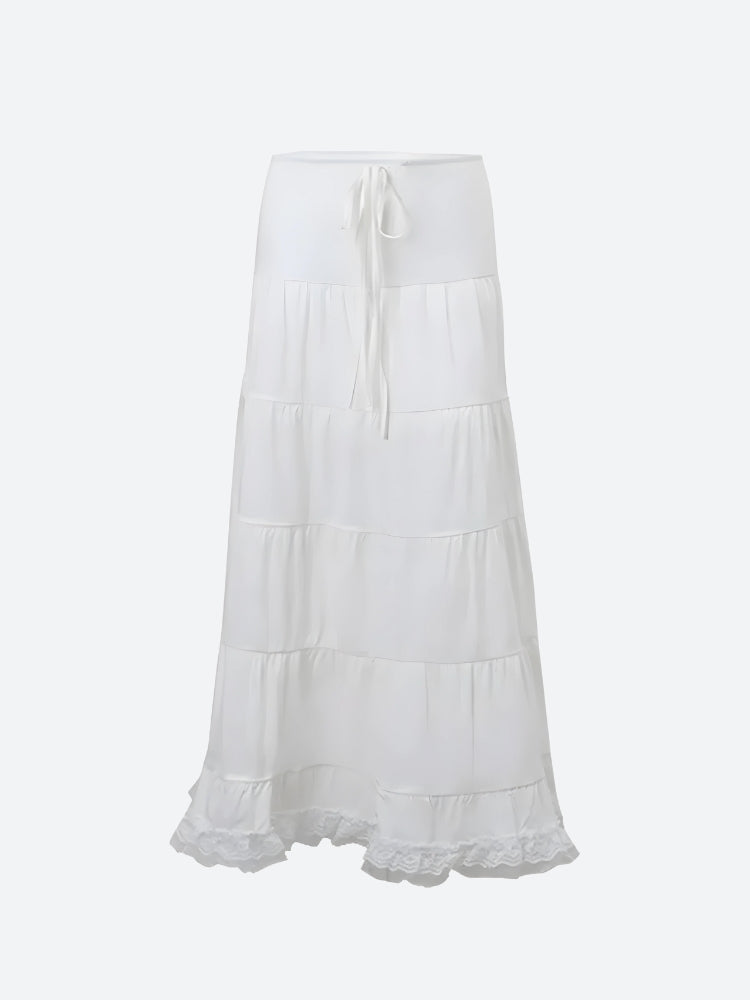 Y2K Coquette Lace Up Crop Top & Maxi Skirt Set - Retro Summer Fashion Outfit