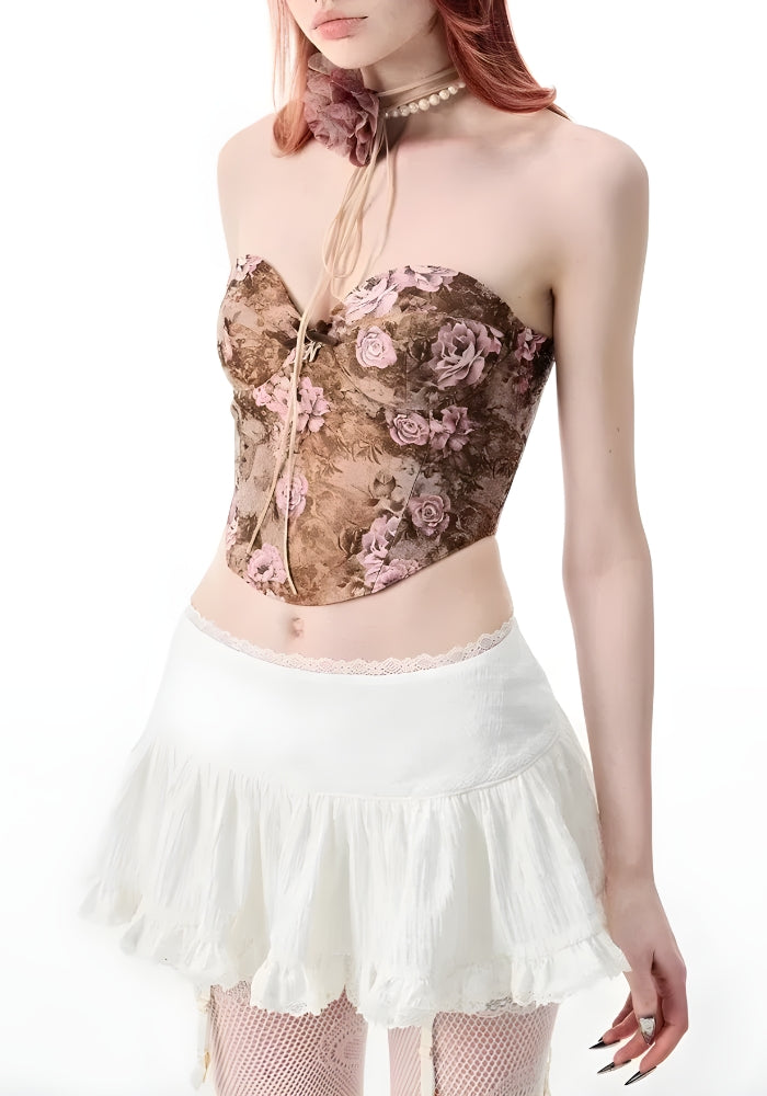 Y2K Coquette Ruffled Lace Mini Skirt - Retro 90s Fashion Grunge Outfit