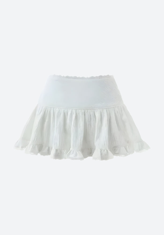 Y2K Coquette Ruffled Lace Mini Skirt - Retro 90s Fashion Grunge Outfit