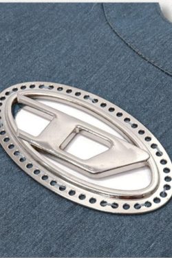 Y2K Cowgirl Denim Halter Corset Top - Retro 90s Fashion Statement