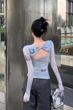 Y2K Cut Out Ruched Top - Retro Style 90s Fashion Douyin Dress