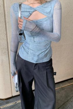 Y2K Cut Out Ruched Top - Retro Style 90s Fashion Douyin Dress