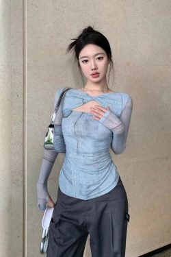 Y2K Cut Out Ruched Top - Retro Style 90s Fashion Douyin Dress