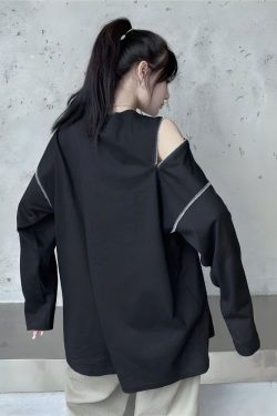 Y2K Cyberpunk Cross Zip-Up Top - Retro 90s Grunge Style