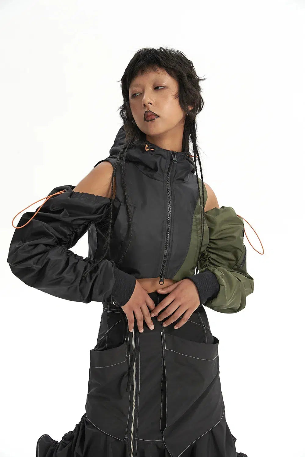Y2K Cyberpunk Ruched Sleeve Puffer Jacket - Retro Style Grunge Outerwear Y2K Cyberpunk Ruched Sleeve Puffer Jacket - Retro Style Grunge Outerwear