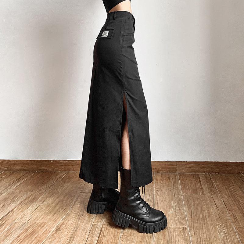 Y2K Dark Academia Side Slit Maxi Skirt - Retro Grunge Fashion Y2K Dark Academia Side Slit Maxi Skirt - Retro Grunge Fashion