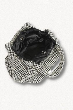 Y2K Disco Cowgirl Silver Rhinestone Handbag - Retro Style Grunge Accessory