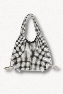 Y2K Disco Cowgirl Silver Rhinestone Handbag - Retro Style Grunge Accessory