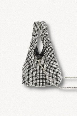 Y2K Disco Cowgirl Silver Rhinestone Handbag - Retro Style Grunge Accessory