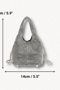Y2K Disco Cowgirl Silver Rhinestone Handbag - Retro Style Grunge Accessory